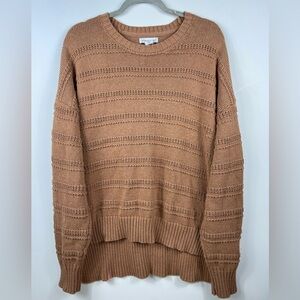 Cupcakes and Cashmere Chunky Knit High-Low Pullover Sweater Top WOMENS XL Brown